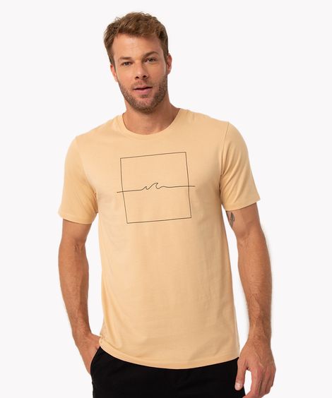 camiseta de algodão onda manga curta  bege claro