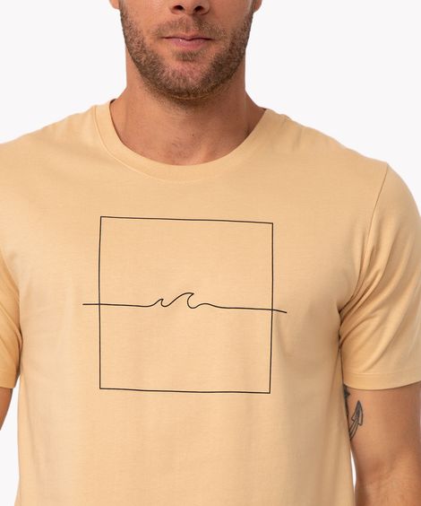 camiseta de algodão onda manga curta  bege claro