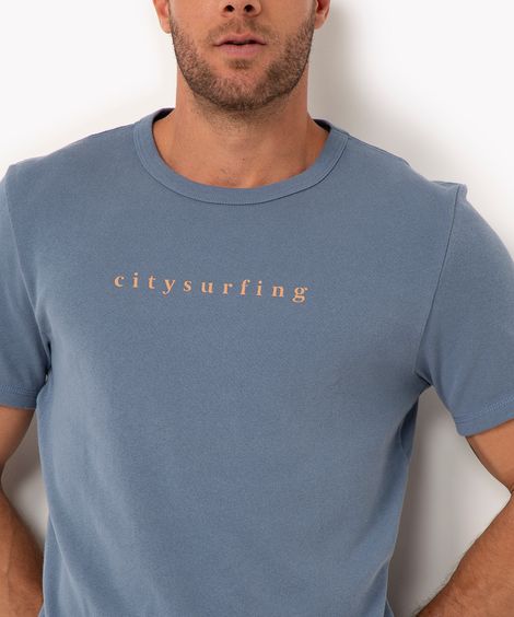 camiseta de algodão manga curta citysurfing azul médio