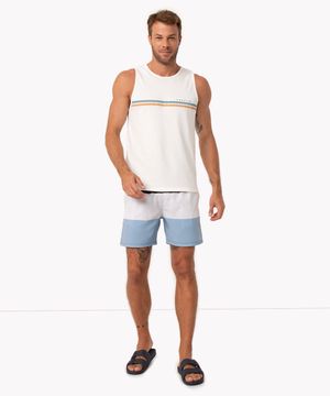 short surf listrado com bolsos e cordão preto