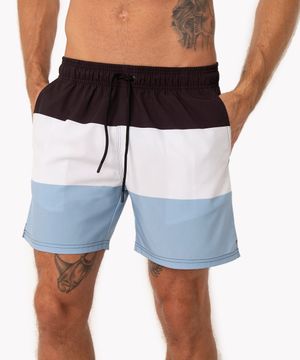 short surf listrado com bolsos e cordão preto