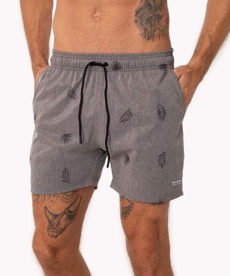 short folhagens com bolsos e cordão cinza