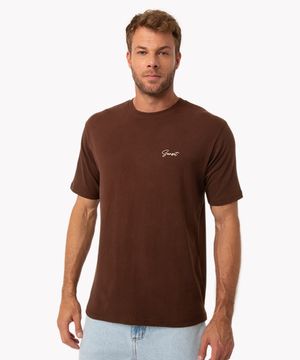 camiseta oversized de algodão bordada sunset manga curta marrom