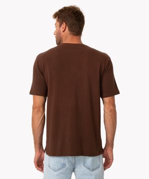 camiseta oversized de algodão bordada sunset manga curta marrom