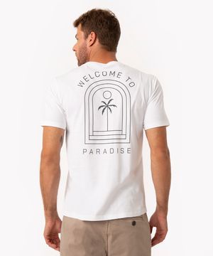 camiseta de algodão manga curta paradise off white