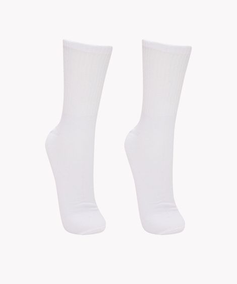 kit de 2 meias cano longo branco