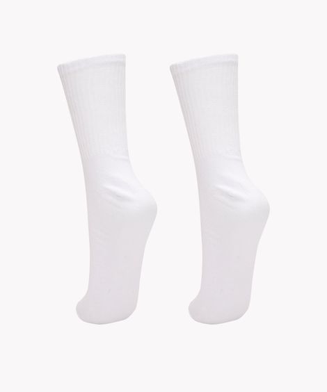 kit de 2 meias cano longo branco