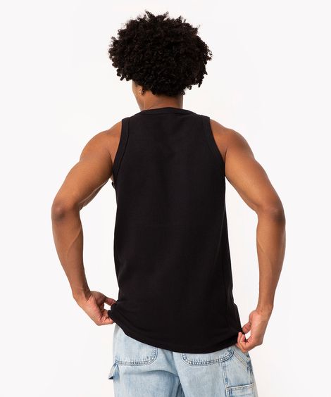 regata de algodão texturizada preto