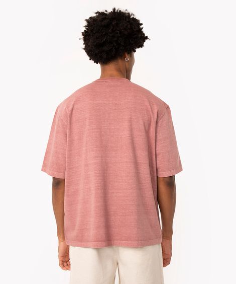 camiseta de algodão estonado manga curta rosa médio