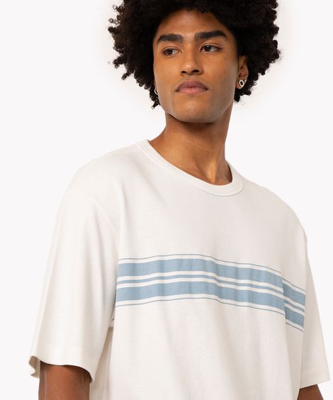 camiseta de algodão listras manga curta azul