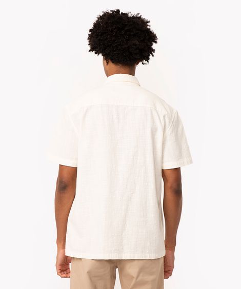 camisa de algodão texturizada manga curta off white