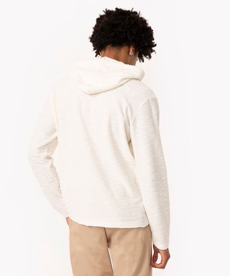 camiseta de algodão com capuz manga longa off white