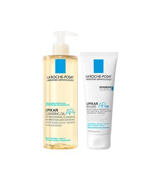 Kit Corporal La Roche-Posay Lipikar - Óleo de Limpeza e Creme Hidratante Corporal 75ml