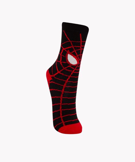 meia infantil cano médio homem aranha preto