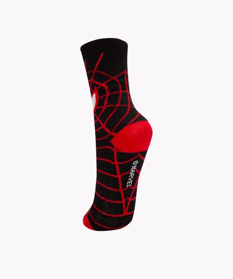 meia infantil cano médio homem aranha preto