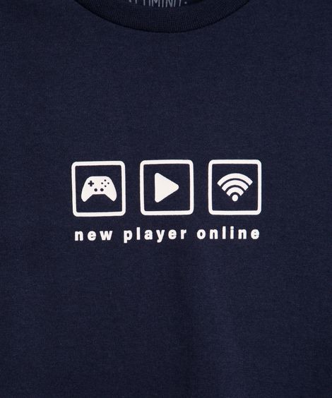 camiseta de algodão infantil manga curta player azul marinho