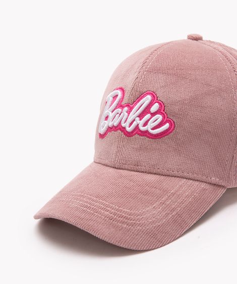 boné veludo cotelê barbie aba curva  rosa claro
