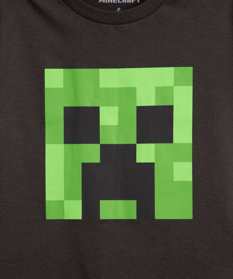 camiseta de algodão infantil minecraft manga curta chumbo