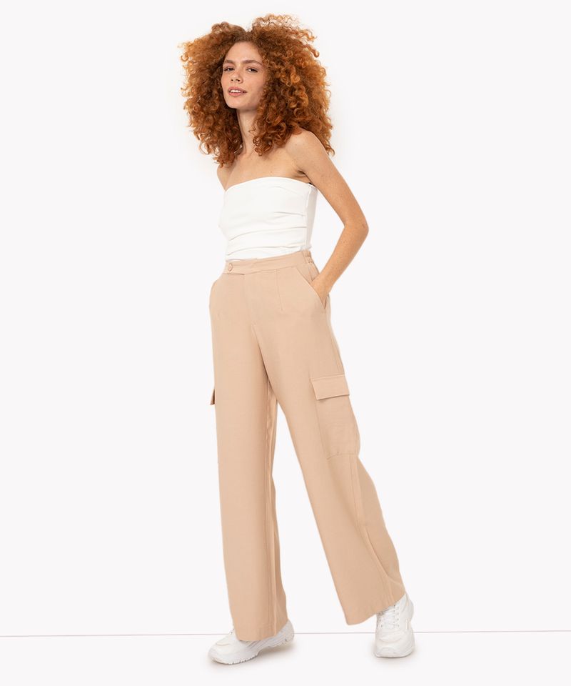 Calça cargo store feminina cintura alta