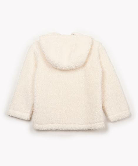 blusa de pelúcia infantil com bolso off white