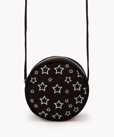 bolsa infantil bordado de estrelas preta