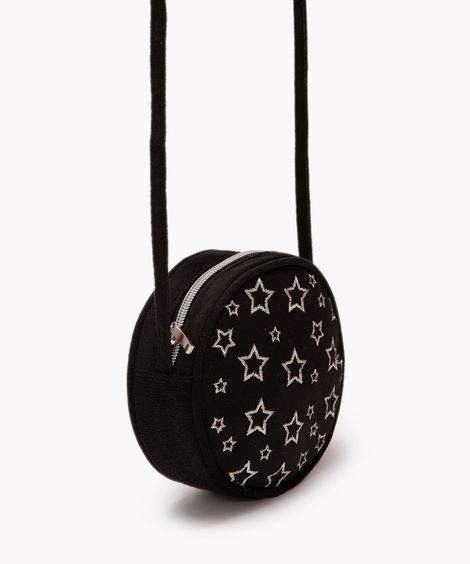 bolsa infantil bordado de estrelas preta
