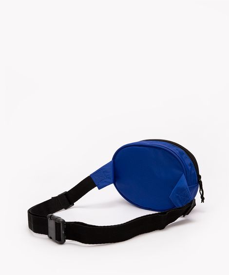 pochete oval com etiqueta azul