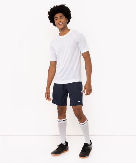 short listrado com bolsos esportivo azul marinho