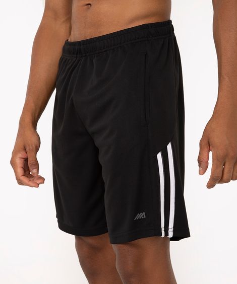 short listrado com bolsos esportivo ace preto