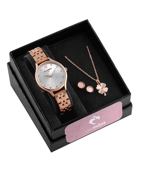 kit de relógio analógico Mondaine 32503LPMKRE2K1 e colar ROSÊ