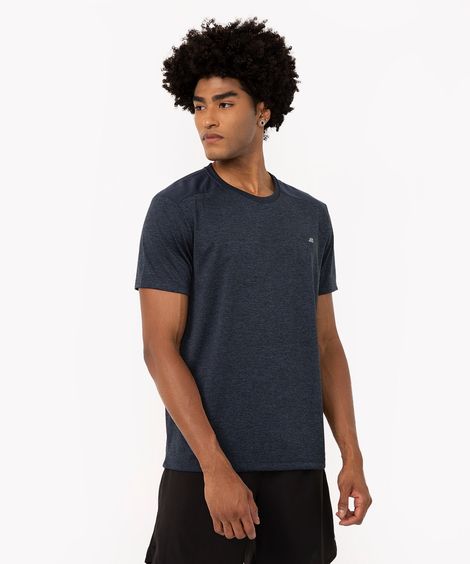 camiseta masculina esportiva com recorte - azul escuro