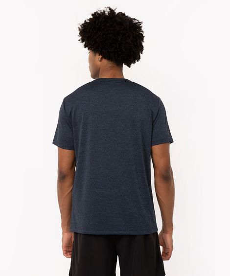 camiseta masculina esportiva com recorte - azul escuro