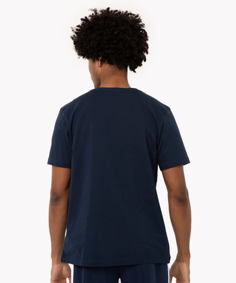 camiseta básica de algodão manga curta azul marinho