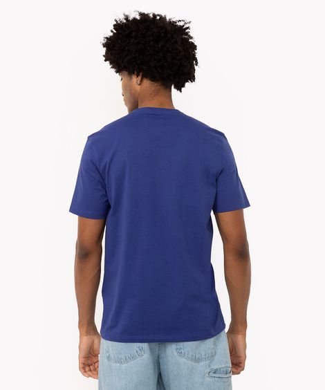 camiseta masculina de algodão básica manga curta azul