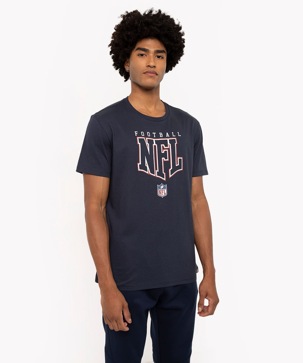 camiseta de algod o manga curta nfl esportiva ace azul C A