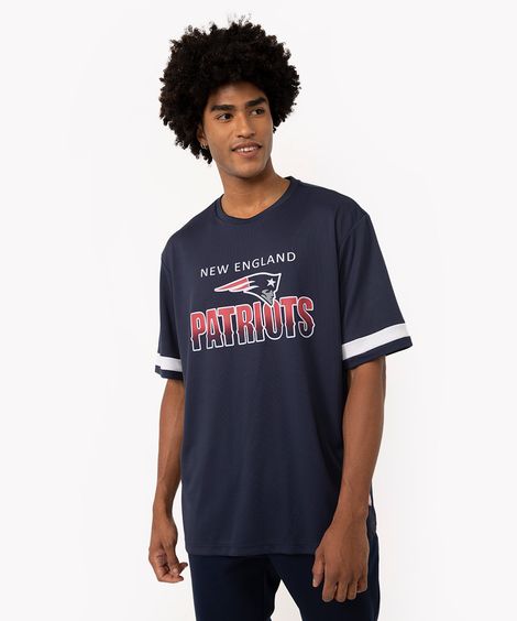camiseta oversized manga curta patriots nfl esportiva azul marinho