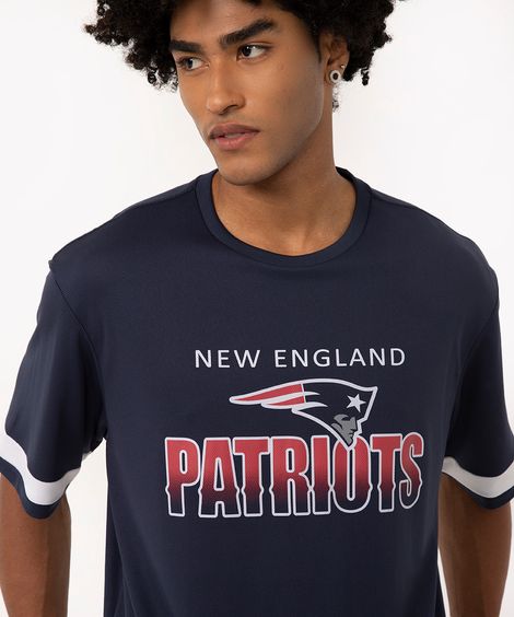 camiseta oversized manga curta patriots nfl esportiva azul marinho