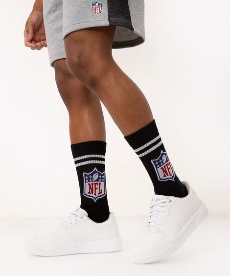 meia cano alto canelado nfl preta