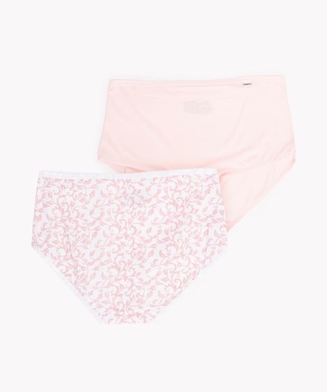 kit de 2 calcinhas plus size de poliamida caleçon cintura alta delrio colorido