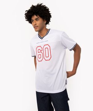 camiseta oversized com recorte manga curta patriots nfl esportiva ace branca