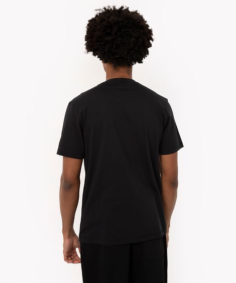 camiseta básica de algodão manga curta preta