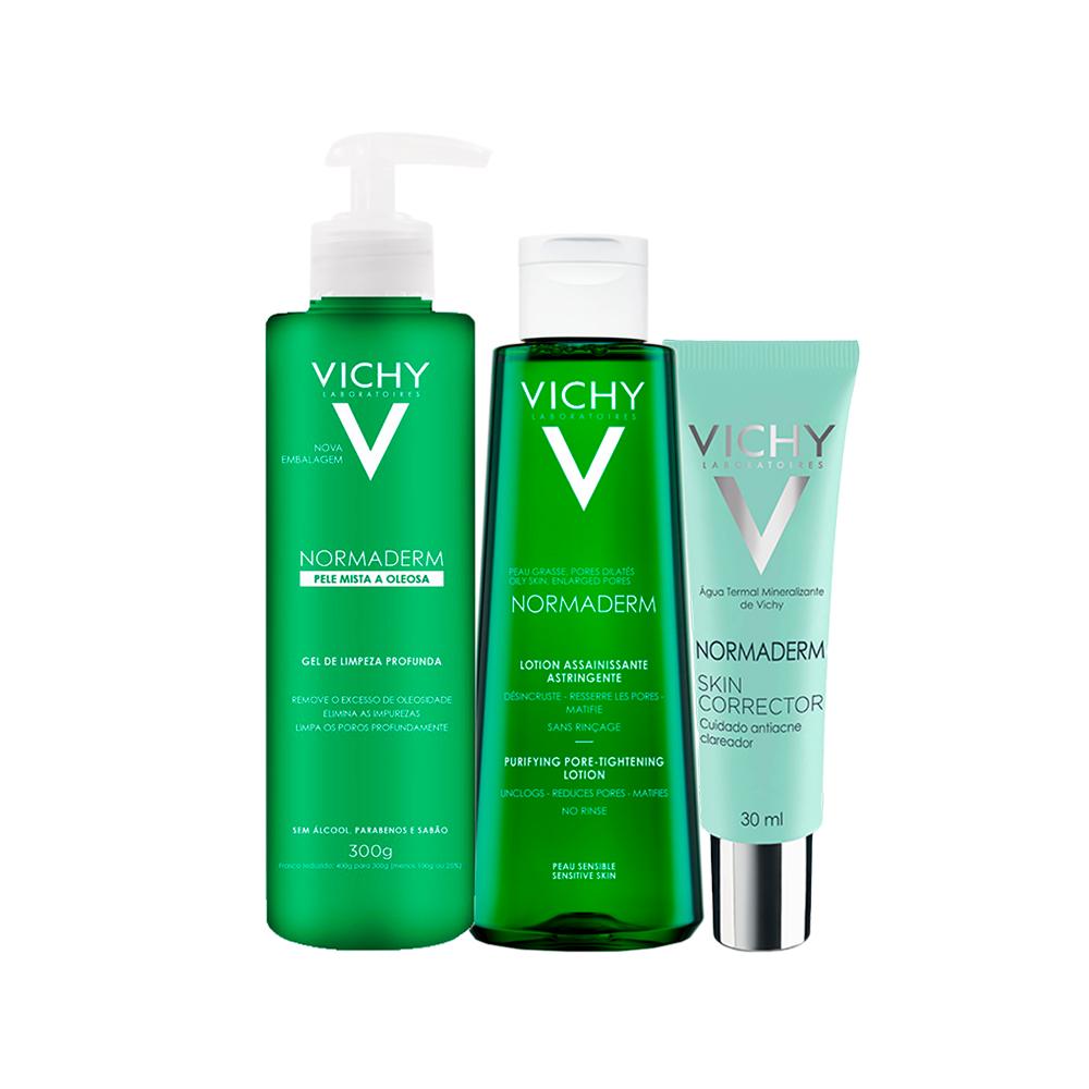 Kit Facial Vichy Normaderm - Gel de Limpeza e Tônico e Sérum de Hidratação 30ml