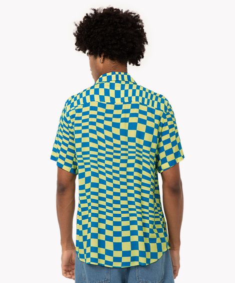 camisa de viscose xadrez quadriculado azul