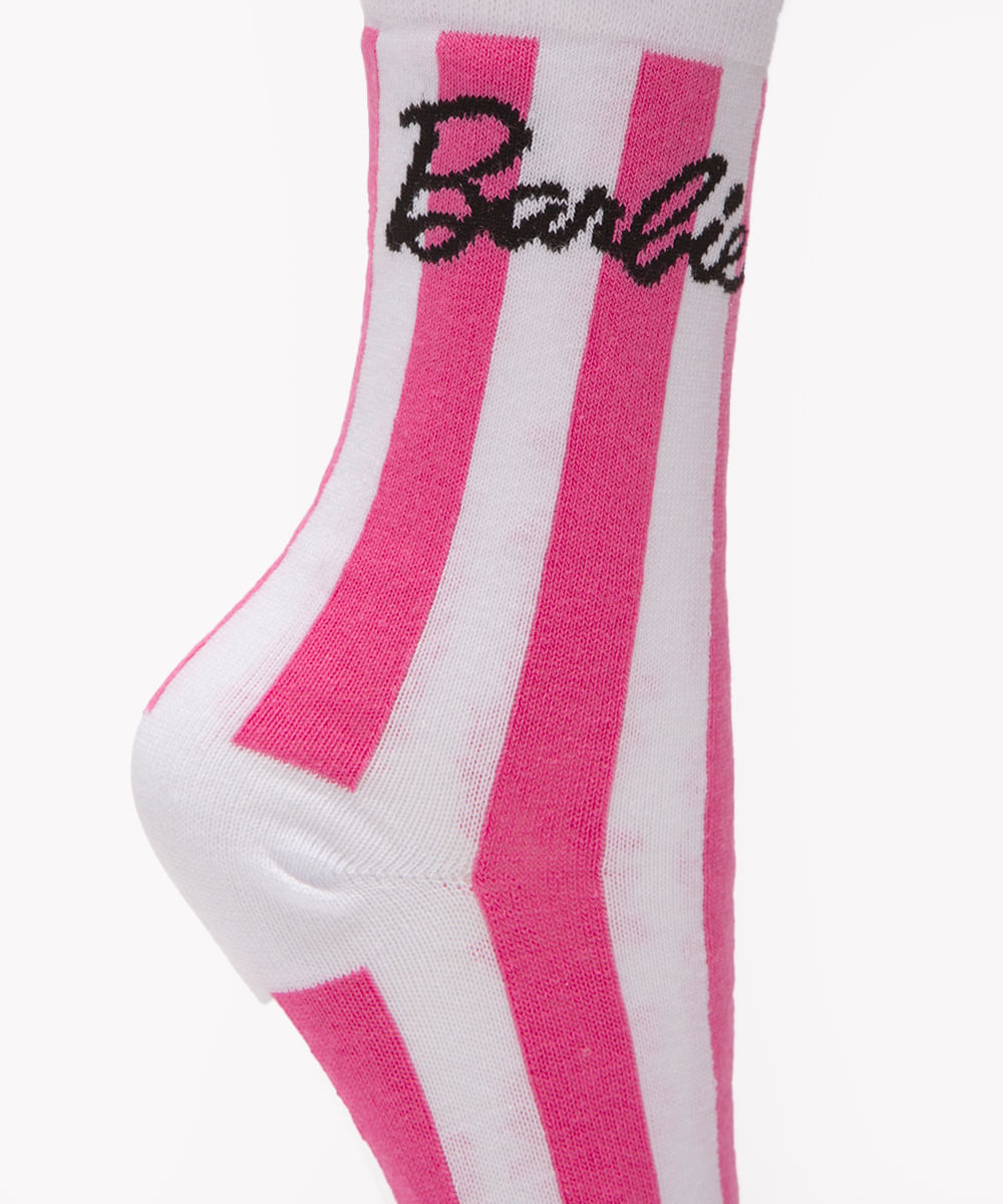 meia barbie cano longo rosa