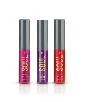 Eudora Kit Batom Líquido Soul Tint Mood Rosado Energy com Vermelho Happy com Uva Relax