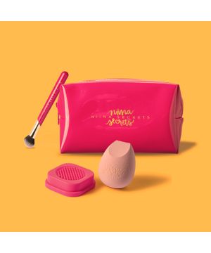 Eudora Kit Niina Secrets Esponja de Maquiagem com Pincel Multifuncional com Necessaire Rosa