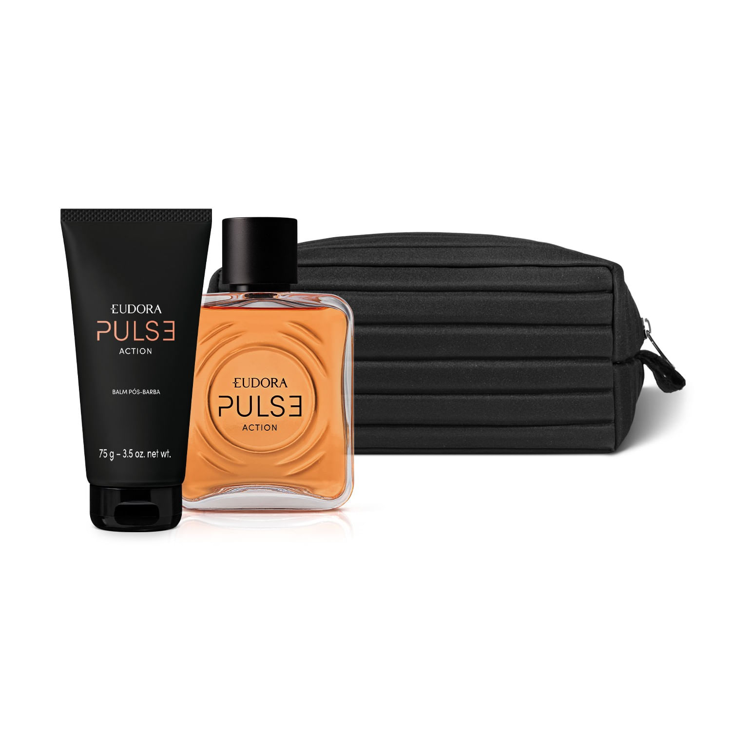 eudora kit pulse action: desodorante colônia 100ml + balm pós-barba 75g ...