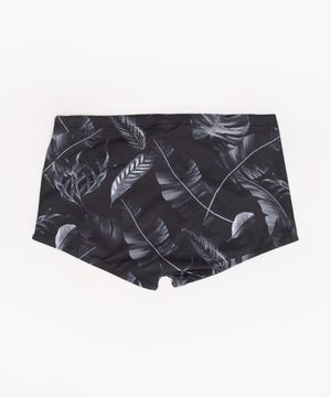 sunga boxer folhagens com proteção uv preta