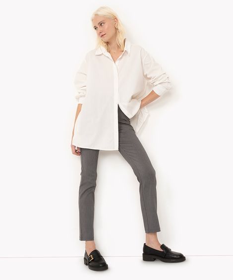 calça skinny alfaiatada cintura super alta com elástico cinza