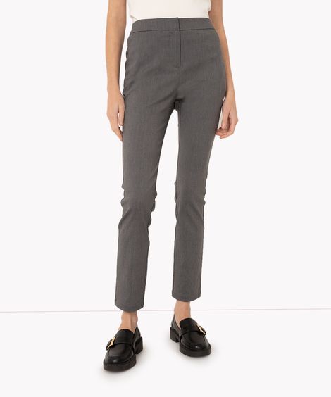 calça skinny alfaiatada cintura super alta com elástico cinza